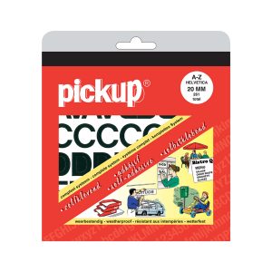 Pickup Set Helvetica Alfabet Stickers 20mm – keuze uit 2 kleuren