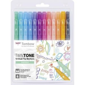Tombow Dual-tip markers TwinTone, 12 pcs.-set pastels.