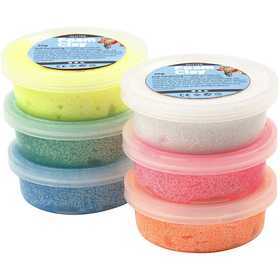 Foam Clay®, kleuren assorti, glitter, 6x14gr