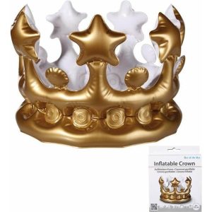 Koningskroon goud opblaasbaar (23cm)