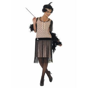 Flapper Charleston 1920’s Meiden Kostuum Zacht Roze