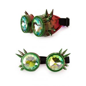 Steampunkbril rood-groen