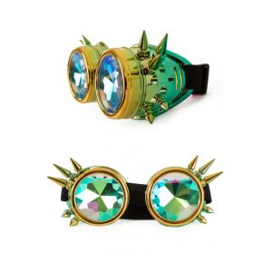 Steampunkbril goud-groen