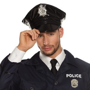 Pet Politie zwart imitatie lak