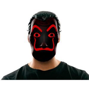 La Casa De Papel Dali Masker Zwart/Rood Glanzend Plastic