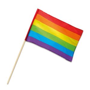 Zwaai Vlag op stok stof regenboog (30x45cm)
