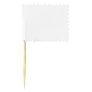 Papieren vlaggetjes aan prikker wit, 10 stuk