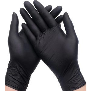 Zwarte Latex Handschoenen Maat L Per 5 Verpakt.