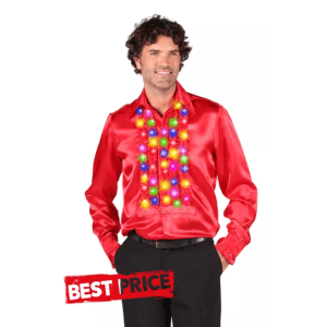 Ruche Disco Blouse ”Naos” Rood Met LED Licht