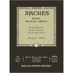 Arches® Dessin Blok 1-zijdig gelijmd Extra wit 16 vel 180g/m² 23x31cm