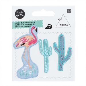 Strijk applicatie Flamingo en Cactus
