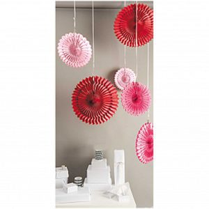 Rico Honeycomb hangers rond roze/rood 3st.