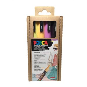 Posca Marker etui 4st PC3M Fijn 0,9-1,3mm Pastelkleuren warm