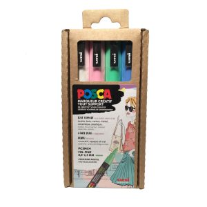 Posca Marker etui 4st PC3M Fijn 0,9-1,3mm Pastelkleuren Koel