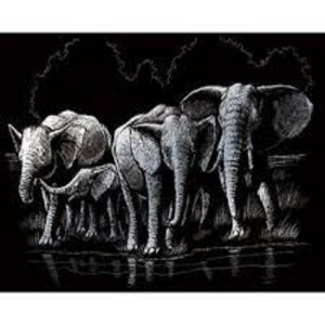 KRASFOLIE ENGRAVING ART Zilver – Olifanten 21X30CM