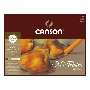 Canson Mi-Teintes 24x32cm, 33% coton, 160grams, 30 vel, 5 kleuren
