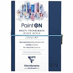 Paint’On A5 double PU sewn book + elastic 250g 32 sheets white with grain