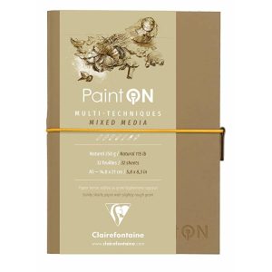 Paint’On A5 double PU sewn book + elastic 250g 32 sheets natural