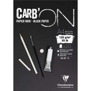 Carb’ON verlijmd zwart papier 120 gr., 20 vel A4