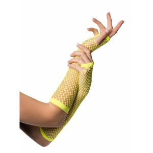 Vingerloze handschoenen lang visnet Neon geel