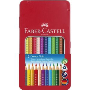 Kleurpotlood Faber-Castell GRIP metalen etui a 12 stuks
