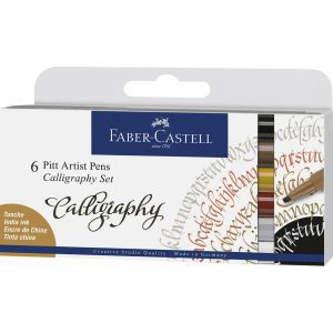 Tekenstift Faber-Castell Pitt Artist Pen kalligrafieset 6x