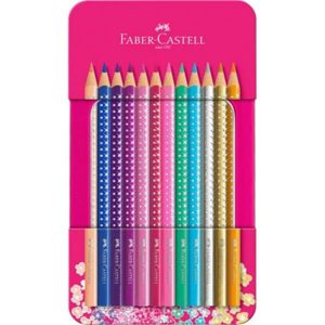 Kleurpotloden Faber-Castell Sparkle in roze blik á 12 stuks