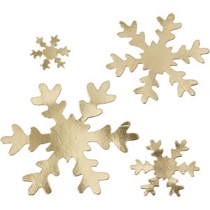 Sneeuwvlok, d: 3+5+8+10 cm, dikte 350 gr, goud, 16stuks