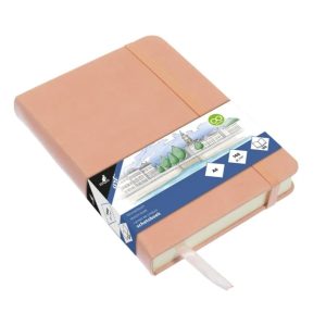 Schetsboek Kangaro A6 oud roze PU hardcover 80 blad 140     grams roomwit papier met elastiek en lint