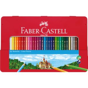 Kleurpotlood Faber-Castell Castle zeskantig metalen etui met 36 stuks