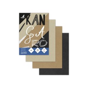 Papierblok Kangaro A5 3x12vel 3 kleuren, grijs, bruin en zwart. 220grams papier FSC.