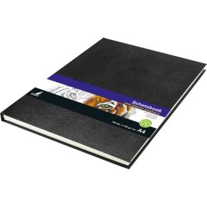 Schetsboek Kangaro A4 creme 120 grams blanco papier, 140    blz hard cover imprint slang, zwart
