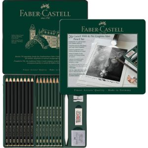 Grafietpotlood Faber-Castell Pitt Mat 8st. en 9000 8st. in  blik