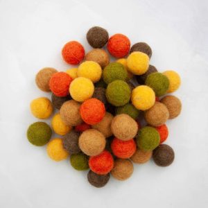 Viltballetjes- 18 mm – 10 x 5 kleuren – Herfts kleuren