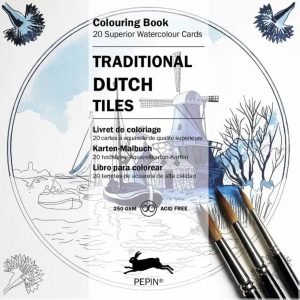 Pepin Kleurboek 20 Aquarelkaarten 16x16cm Traditional Dutch Tiles