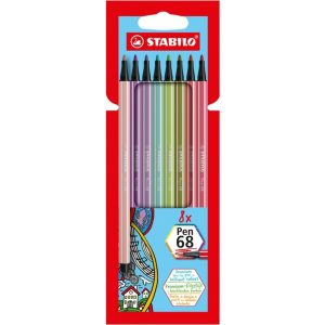 STABILO Pen 68 – premium viltstift – etui met 8 nieuwe kleuren