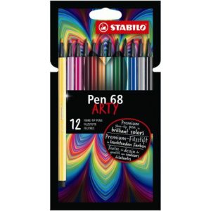 STABILO Pen 68 – premium viltstift – ARTY etui met 12 kleuren