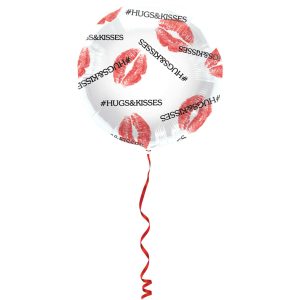 Heliumballon Folie Rond  # Huggs & Kisses 45cm
