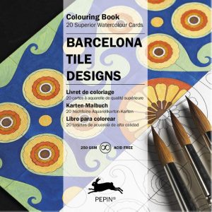 Pepin Kleurboek 20 Aquarelkaarten 16x16cm Barcelona Tiles Designs