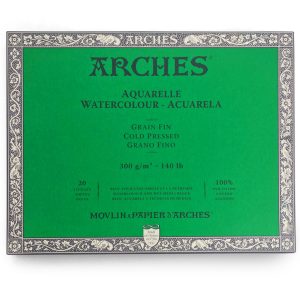 Arches® Watercolour Blok 4-zijdig gelijmd Natuurlijk wit Grain fin 20 vel 300g/m² 20X26cm